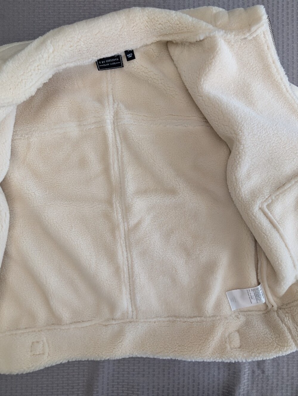 G by Giuliana Black Label Faux Suede and Shearling Zip Front Coat Size M Ivory - Picture 5 of 15
